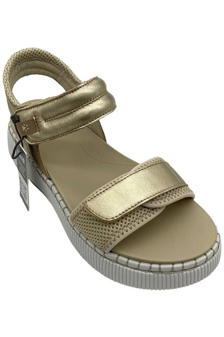 Cougar Women's Spritz Platform Strappy Leather Sandals Platino - Medium